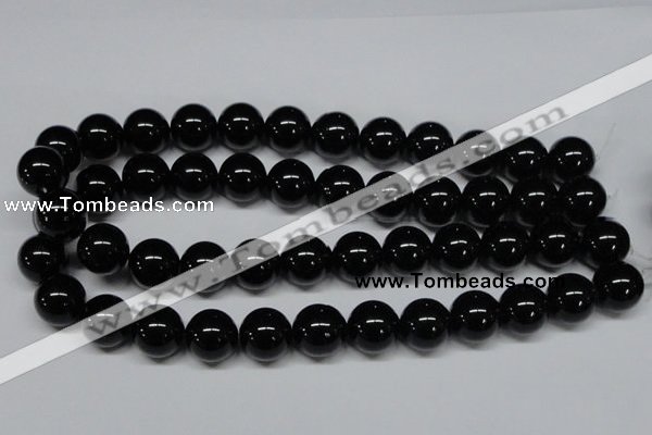 CAB728 15.5 inches 16mm round black agate gemstone beads wholesale