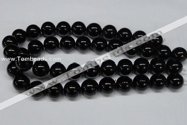 CAB729 15.5 inches 18mm round black agate gemstone beads wholesale
