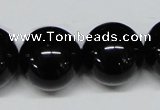 CAB730 15.5 inches 20mm round black agate gemstone beads wholesale