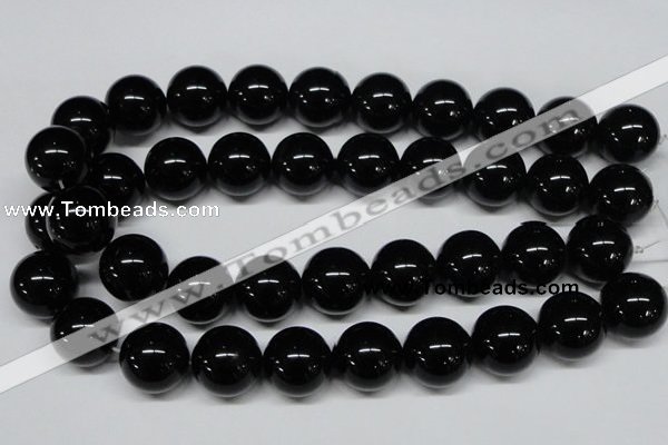 CAB730 15.5 inches 20mm round black agate gemstone beads wholesale