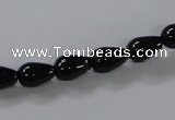 CAB733 15.5 inches 7*10mm teardrop black agate gemstone beads