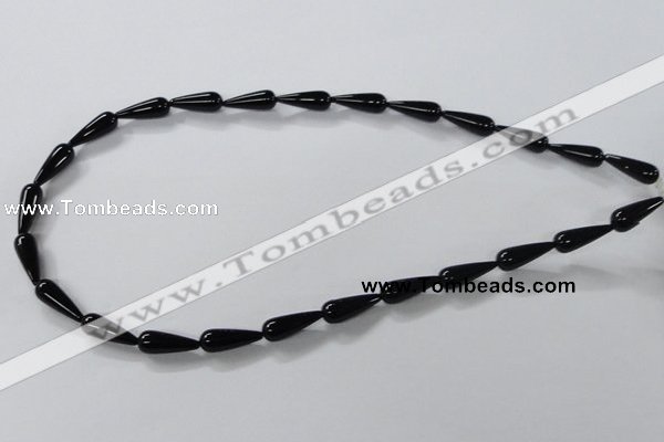 CAB734 15.5 inches 6*16mm teardrop black agate gemstone beads