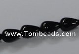 CAB735 15.5 inches 8*12mm teardrop black agate gemstone beads