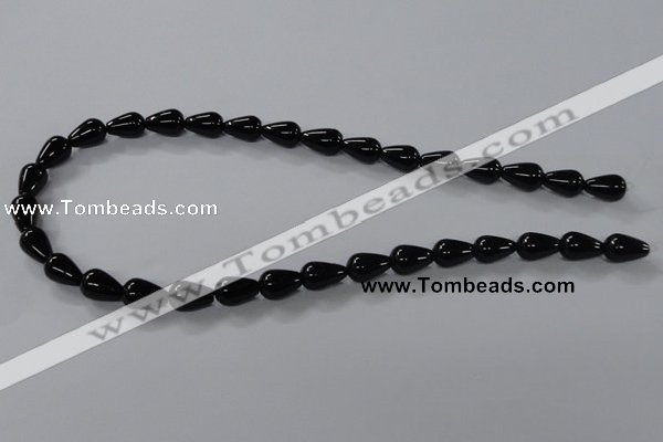 CAB735 15.5 inches 8*12mm teardrop black agate gemstone beads