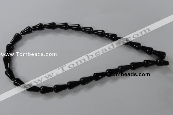 CAB736 15.5 inches 8*14mm teardrop black agate gemstone beads