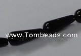 CAB737 15.5 inches 8*20mm teardrop black agate gemstone beads