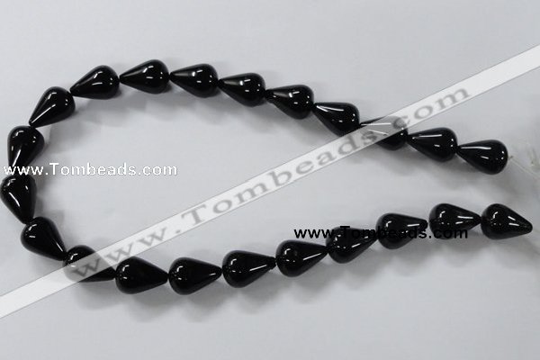 CAB738 15.5 inches 13*18mm teardrop black agate gemstone beads