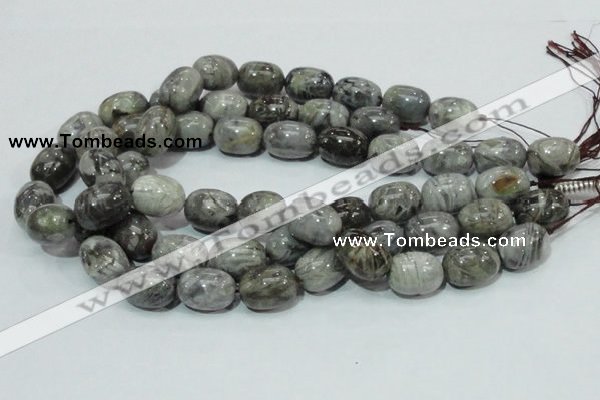 CAB74 15.5 inches 15*20mm egg-shaped silver needle agate beads