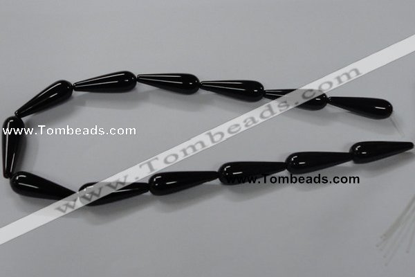 CAB740 15.5 inches 10*30mm teardrop black agate gemstone beads