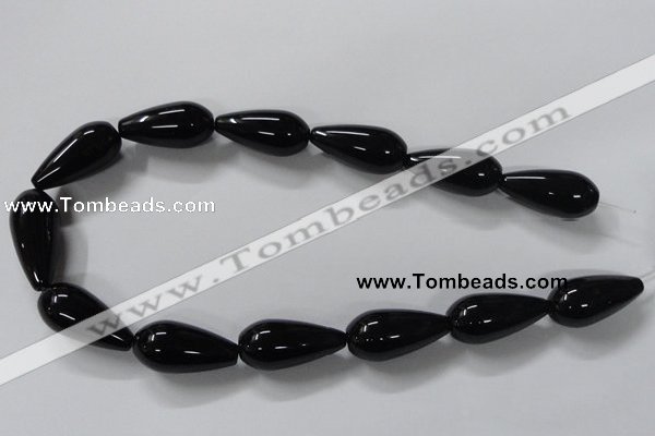 CAB741 15.5 inches 12*30mm teardrop black agate gemstone beads