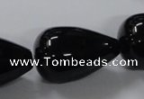 CAB743 15.5 inches 20*30mm teardrop black agate gemstone beads