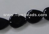 CAB747 15.5 inches 13*18mm flat teardrop black agate gemstone beads