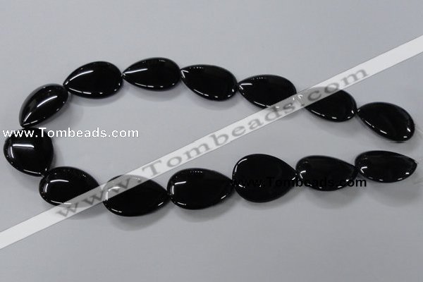 CAB748 15.5 inches 22*30mm flat teardrop black agate gemstone beads