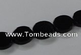 CAB750 15.5 inches 10*12mm oval black agate gemstone beads