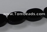 CAB751 15.5 inches 13*18mm oval black agate gemstone beads