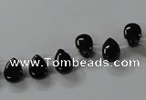 CAB752 15.5 inches 6*8mm top-drilled flat teardrop black agate beads