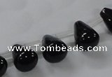 CAB754 15.5 inches 8*10mm top-drilled teardrop black agate beads