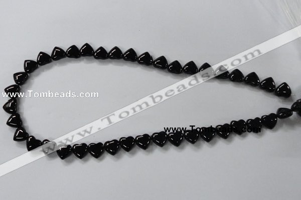 CAB755 15.5 inches 10*10mm top-drilled heart black agate beads