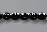 CAB756 15.5 inches 8*10mm oval black agate gemstone beads wholesale