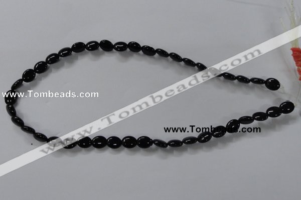 CAB756 15.5 inches 8*10mm oval black agate gemstone beads wholesale