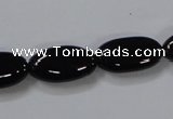 CAB760 15.5 inches 10*20mm oval black agate gemstone beads wholesale