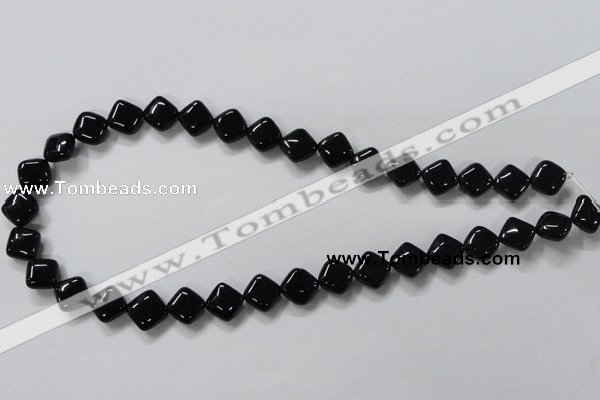 CAB765 15.5 inches 10*10mm diamond black agate gemstone beads