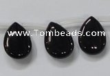 CAB772 15.5 inches 15*20mm top-drilled flat teardrop black agate beads