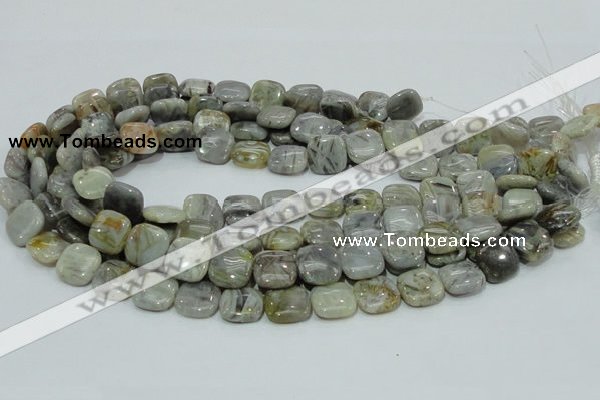 CAB78 15.5 inches 15*15mm square silver needle agate gemstone beads