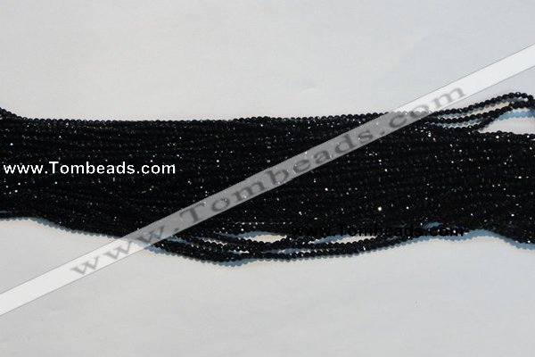 CAB780 15.5 inches 2mm faceted round black agate gemstone beads