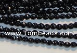 CAB781 15.5 inches 3mm faceted round black agate gemstone beads