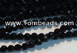 CAB782 15.5 inches 4mm faceted round black agate gemstone beads
