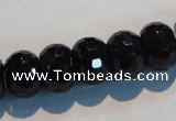 CAB787 15.5 inches 10*14mm faceted rondelle black agate gemstone beads