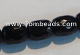 CAB788 15.5 inches 13*16mm faceted egg black agate gemstone beads