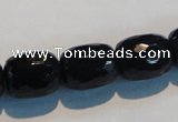 CAB788 15.5 inches 13*16mm faceted egg black agate gemstone beads