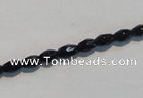 CAB789 15.5 inches 4*6mm faceted rice black agate gemstone beads