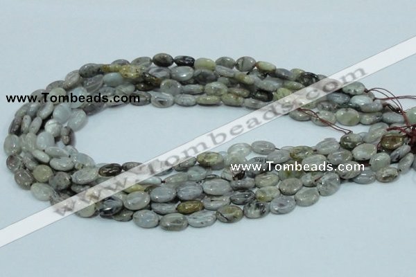 CAB79 15.5 inches 8*12mm oval silver needle agate gemstone beads