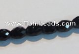 CAB790 15.5 inches 8*10mm faceted rice black agate gemstone beads