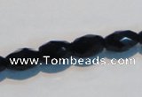 CAB791 15.5 inches 8*12mm faceted rice black agate gemstone beads