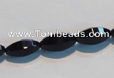 CAB793 15.5 inches 8*16mm faceted rice black agate gemstone beads