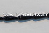 CAB798 15.5 inches 5*16mm faceted teardrop black gemstone agate beads