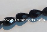 CAB799 15.5 inches 9*14mm faceted teardrop black gemstone agate beads