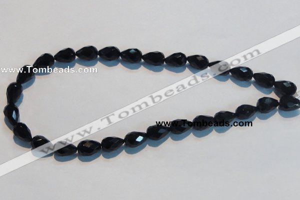 CAB799 15.5 inches 9*14mm faceted teardrop black gemstone agate beads