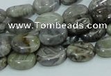 CAB80 15.5 inches 10*14mm oval silver needle agate gemstone beads