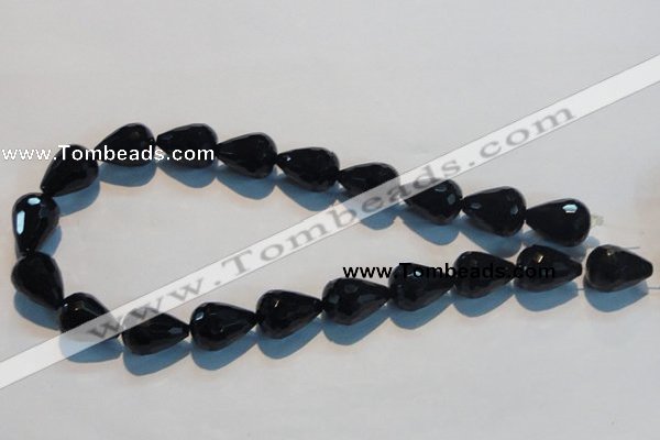 CAB800 15.5 inches 14*20mm faceted teardrop black gemstone agate beads