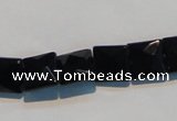 CAB801 15.5 inches 10*10mm faceted square black gemstone agate beads