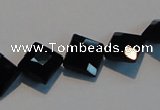 CAB803 15.5 inches 10*10mm faceted diamond black gemstone agate beads