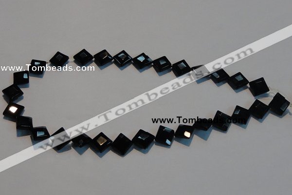 CAB803 15.5 inches 10*10mm faceted diamond black gemstone agate beads