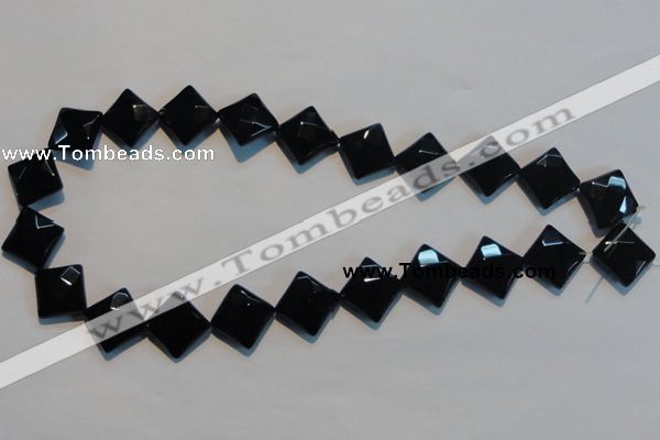 CAB804 15.5 inches 15*15mm faceted diamond black gemstone agate beads