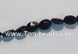 CAB805 15.5 inches 6*8mm faceted oval black gemstone agate beads