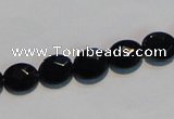 CAB806 15.5 inches 8*10mm faceted oval black gemstone agate beads